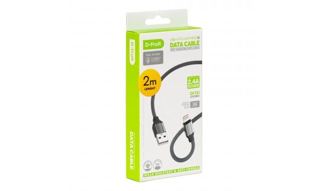 D-Fruit cable USB-A - Lightning 2m, grey (DF121)