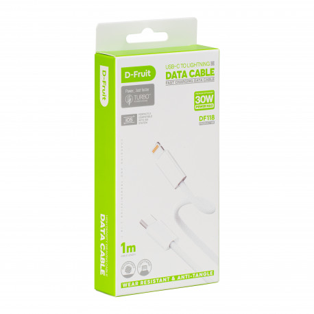 D-Fruit kaabel USB-C - Lightning DF118 1m, valge