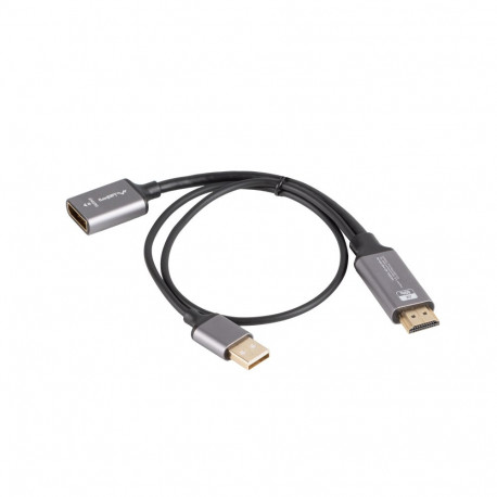Lanberg adapter HDMI(M)->DISPLAYPORT(F) 4K kaabliga 20cm, hõbedane