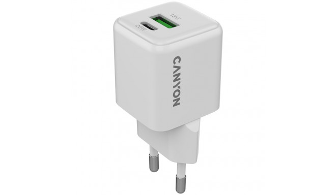 CANYON charger CU20AC GaN 20W 1xPD 1xQC EU White