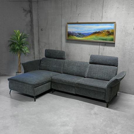 Corner sofa DAYTON RC, electric recliner, dark grey