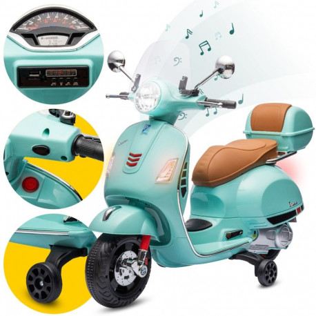 Vespa Scooter akutoitega pealistutav roller pakiruumiga, türkiissinine