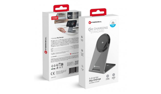 FORCELL F-ENERGY Flip Charge Qi2 15W wireless charger compatible with MagSafe silver