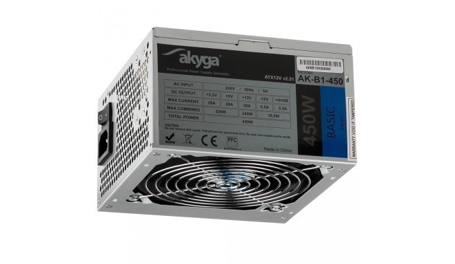 Akyga power supply unit Basic ATX 450W AK-B1-450 Fan 12cm P4 3xSATA PCI-E
