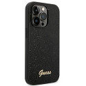 GUESS case for IPHONE 14 Pro GUHCP14LHGGSHK (Glitter Flakes Script Metal Logo) black