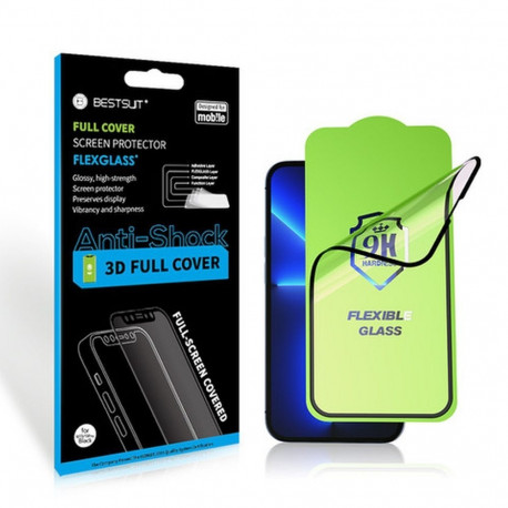 5D Full Glue Hybrid Glass for iPhone 15 PRO Bestsuit Flexible black