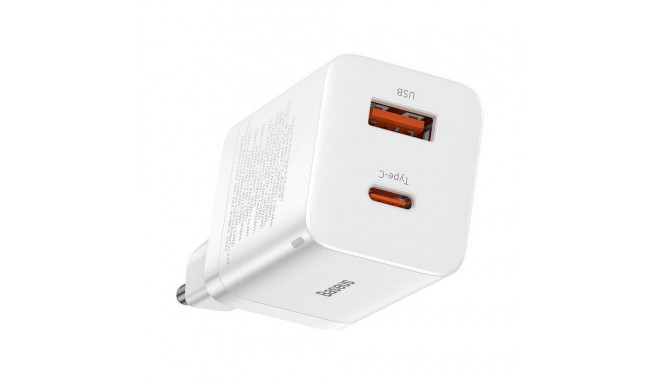 BASEUS charger USB A + Type C PD QC3.0 30W CCSUPP-E02/CCCJG30UE white