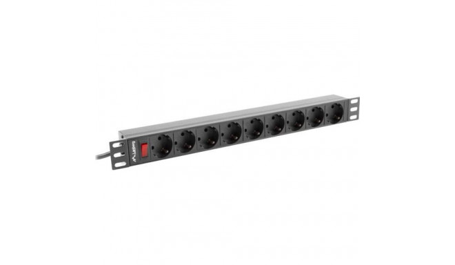 Lanberg PDU 19" 1U 9x Schuko 3m Power Strip (PDU-09F-0300-BK)