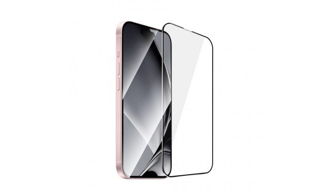 Tempered glass metal frame for iPhone 15 6,1" / 16 6,1" black frame