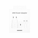 Samsung EP-T2510XWE 25W GaN USB-C pistik  kiirlaadija + 5A USB-C 1,8 m kaabel valge (Blister)