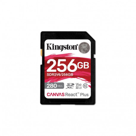 Kingston Technology 256GB Canvas React Plus SDXC UHS-II 280R/150W U3 V60 Full HD/4K jaoks