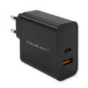 Qoltec 52380 Superkiire PD laadija | 1xUSB-C | 1xUSB | 65W | 5-20V | 1.5-3.25A | Must