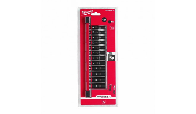 MILWAUKEE IMPACT SOCKET SET 1/4" 12pcs