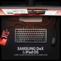 Axagon HMC-KB-US USB-C USB-C klaviatuur USB jaoturi, microSD/SD lugeja, HDMI 4K/60Hz, PD 100W, US ki