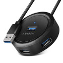 Axagon HUE-P1A interface hub USB 3.2 Gen 1 (3.1 Gen 1) Type-A 5000 Mbit/s Black