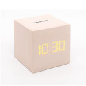 Evelatus EMC02 Digital Wood Cube Alarm Clock with temperature + USB adapter White