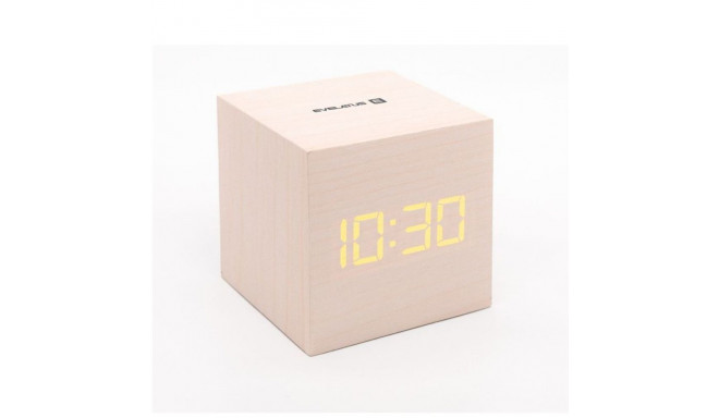 Evelatus EMC02 Digital Wood Cube äratuskell temperatuuriga + USB adapter Valge