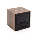 Evelatus EMC02 Digital Wood Cube Alarm Clock with temperature + USB adapter Dark Wood