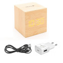 Evelatus EMC02 Digital Wood Cube äratuskell temperatuuriga + USB adapter Kollane