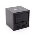 Evelatus EMC02 Digital Wood Cube Alarm Clock with temperature + USB adapter Black