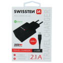 Swissten Smart IC Travel Charger 2 x USB 2.1А + USB-C Cable Black