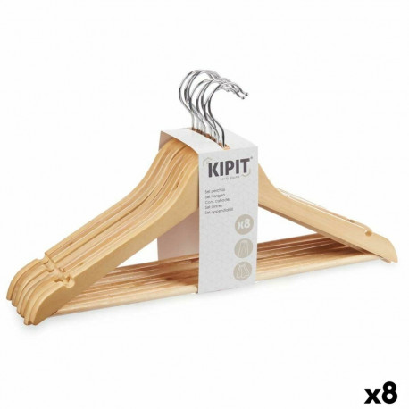 Set of Clothes Hangers Kipit 79419 Brown Wood Metal 44,5 x 1,2 x 23 cm (8 Units)