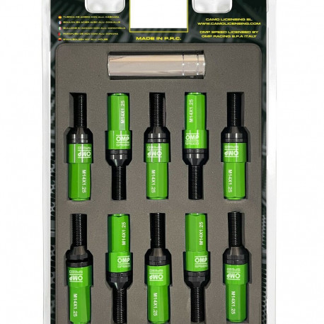 Screw kit OMP OMPS09971408 28 mm Green M14 x 1,25