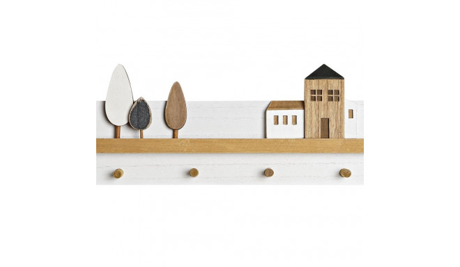 Wall mounted coat hanger DKD Home Decor Wood Houses Urban 40 x 4 x 17 cm