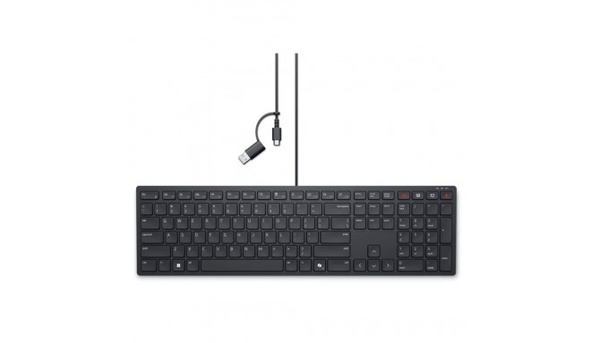 Dell Collaboration Keyboard KB525C juhtmega vene must USB-C klaviatuur