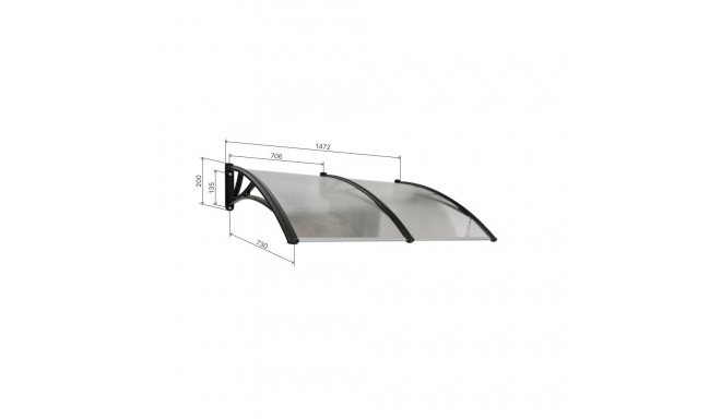 Canopy over the door, brown, with bronze polycarbonate, width 1472 mm, Conos