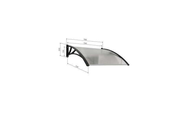 Baldakimas virš durų, juodas, su polikarbonato bronza, plotis 766 mm, Conos