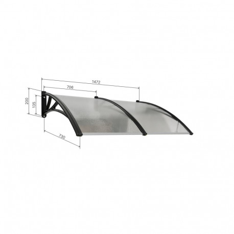 Varikatus ukse kohal CONOS, must, polükarbonaatpronksiga, laius 1472 mm