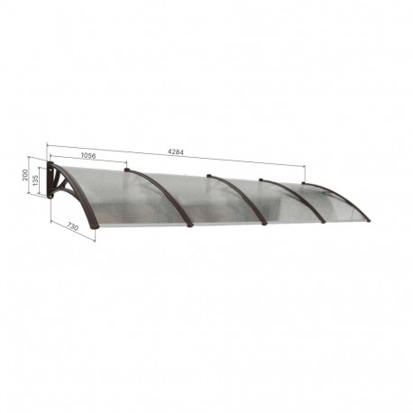 Varikatus ukse kohal CONOS, must, polükarbonaatpronksiga, laius 4284 mm