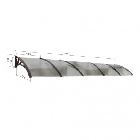 Ukse varikatus CONOS, must, läbipaistva polükarbonaadiga, laius 5340 mm