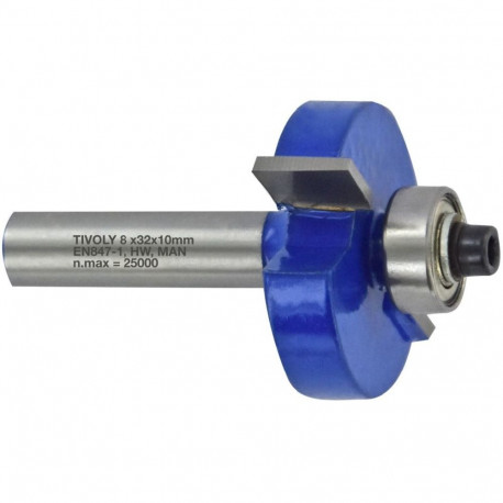 Rabbeting cutter with ball bearing, 31.8x10 mm, 8mm shank