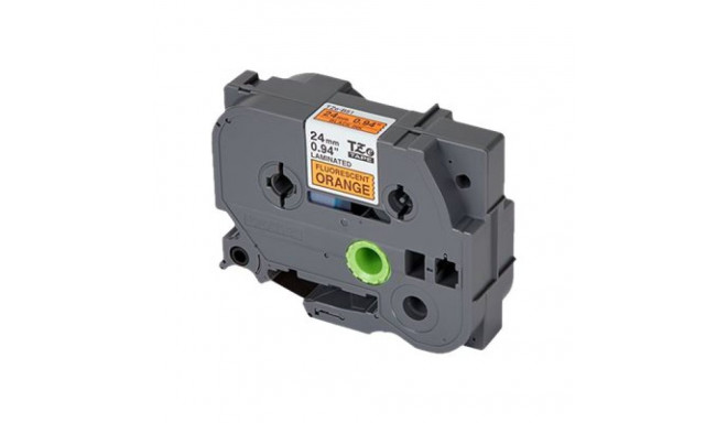 BROTHER TZEB51 signaaloranž must 24mmx8m lamineeritud teip P-touch 210E 220 300 310 340 340C 350 540