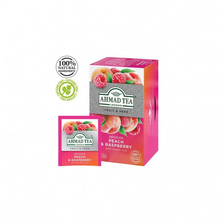 Tee AHMAD Peach & Raspberry, puuvilja ja taimetee segu, 20 tk