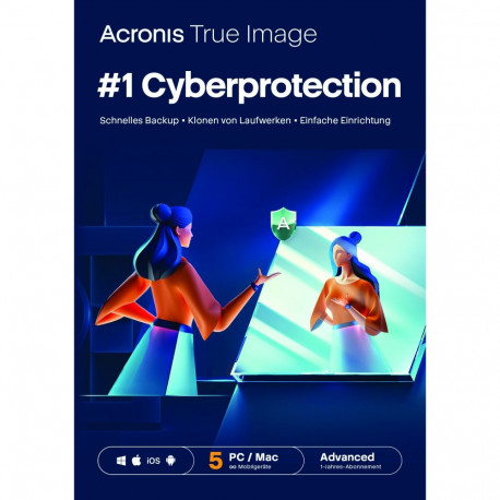 "Acronis True Image Advanced - 5 Computers + 50 GB Acronis Cloud Storage - 1 year Subscription - ESD