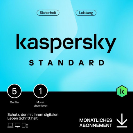 Kaspersky standard 5 seadet 1 kuu tellimus (ABO) ESD-Download