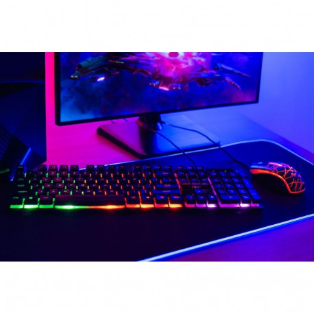 ART set wire keyboard USB A QWERTY with light + wire mouse USB A with light AK-50 black