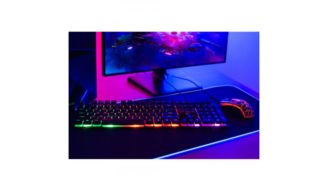 ART set wire keyboard USB A QWERTY with light + wire mouse USB A with light AK-50 black