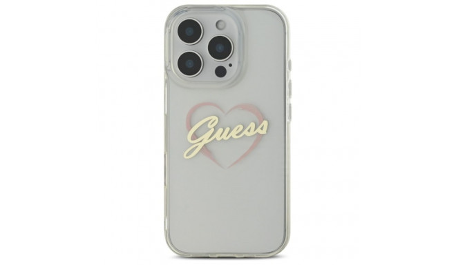 Guess GUHCP16LHCHGSPT iPhone 16 Pro 6.3" läbipaistev kõvakaaneline IML Heart