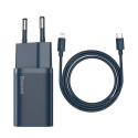 Baseus Travel Charger set Super Si 1C QC (With Simple Wisdom Cable Type-C to Lightning 1m) 20W EU Bl