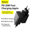 Baseus Travel Charger Speed Mini 1C Quick Charger 20W EU Black (CCFS-SN01)