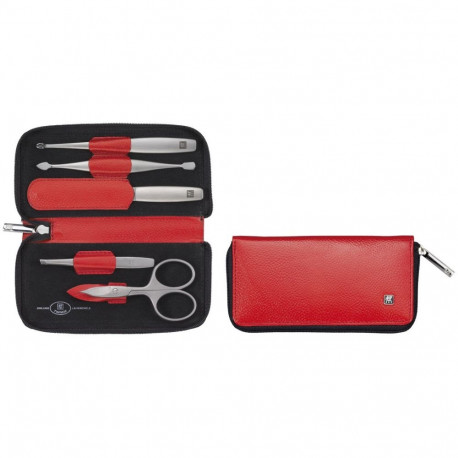 Zwilling Twinox reisikomplekt – punane 5-osaline nahast vutlar – punane