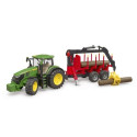 John Deere 7R 350 traktor haagisega, kraana ja 4 puupalgiga 03154 BRUDER