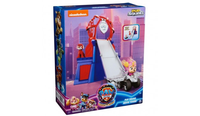 PAW Patrol : The Mighty Movie Mini Lookout Tower Playset with Mighty Pups Skye Toy Car and Marshall 