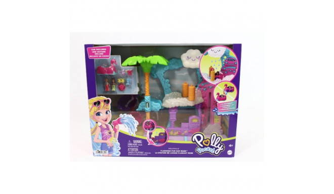 Polly Pocket POLLYVILLE FLAMINGO FUN CAR WASH Playset