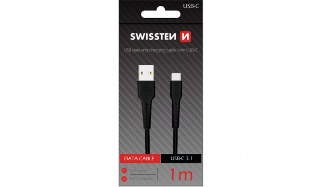 Swissten "Basic Quick Charge 3.1 USB-C 1M" Black