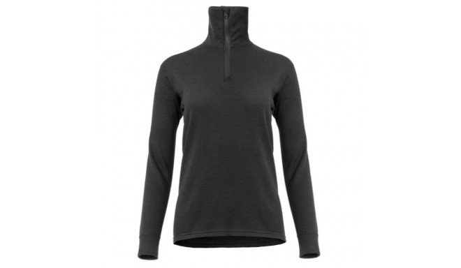 Wo WoolTerry Polo w/zip Jet Black - XS